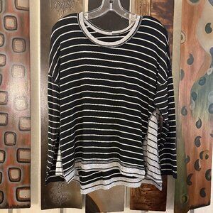 Red Haute stripped top with interesting detail, Long Sleeves, Size M